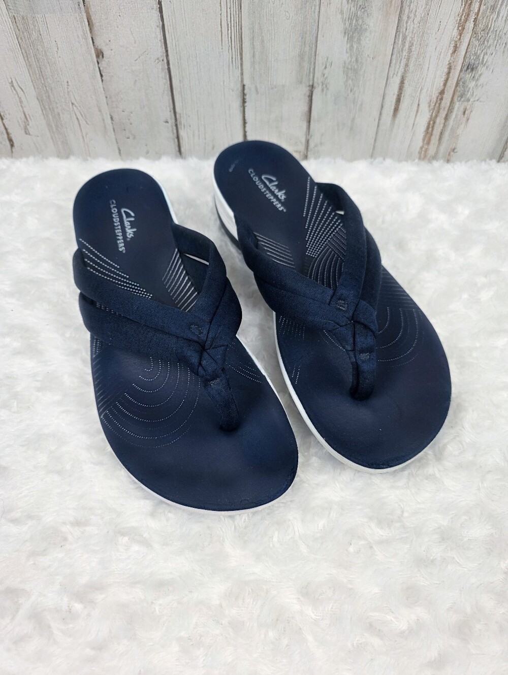 Clarks Cloudsteppers Arla Kaylie Blue Wedge Sandals Size 10